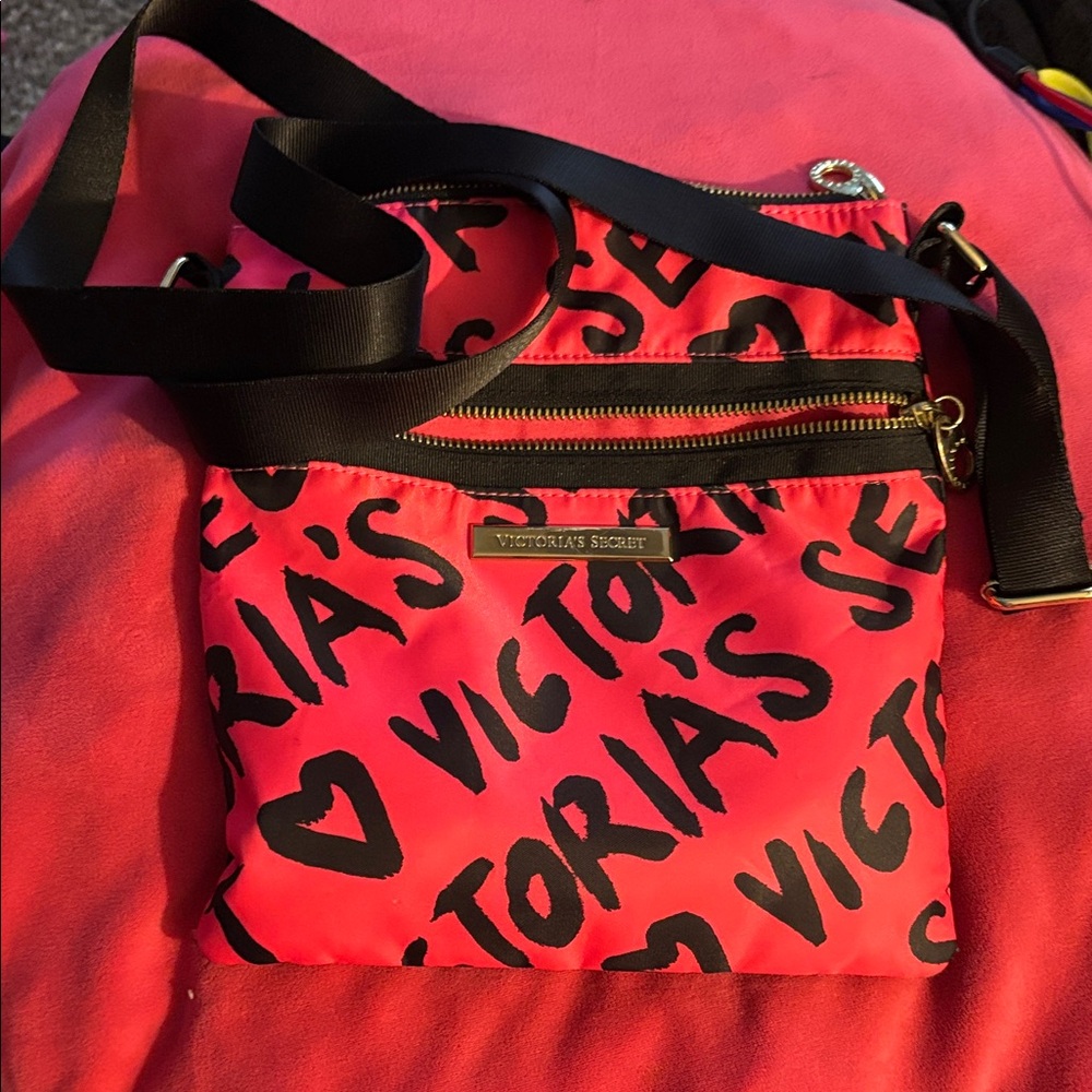 Victoria's Secret Bold Red and Black Crossbody Bag